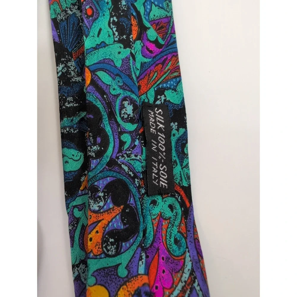 BRIONI Necktie Made in ITALY 100%‎ Silk ~ Blue,Purple Black,Orange About 56
